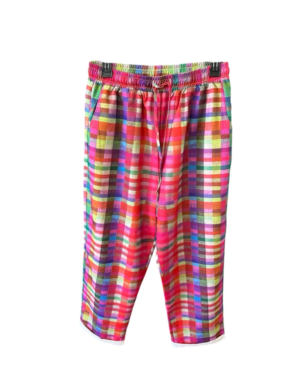 Women's Vibrant Multi-Color Plaid Pull-On Trousers - Picture 2 of 8